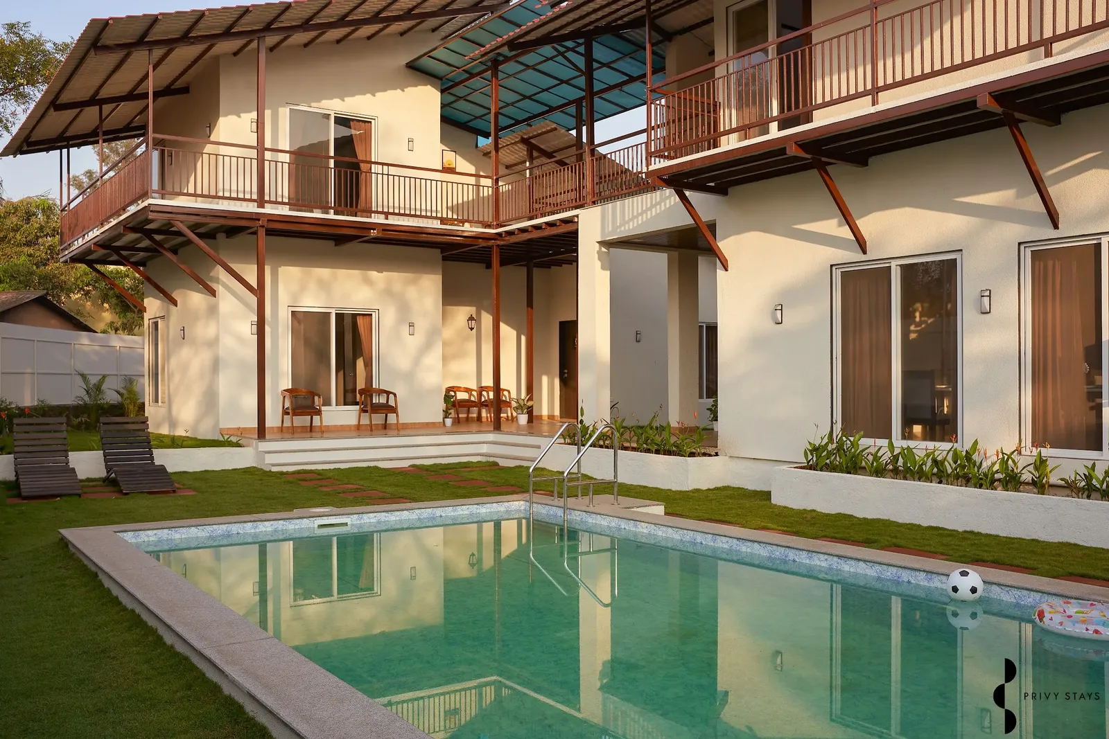 Privy Stays Rion Villa — Goan-Portuguese facade and garden
